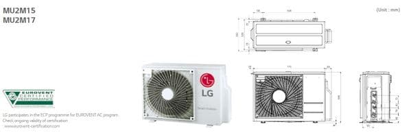 Lg Air Conditioning MU2M15-UL4 Multi Inverter Heat Pump Wall Mounted 2 x 2.5Kw Standard Plus A++ 240V~50Hz